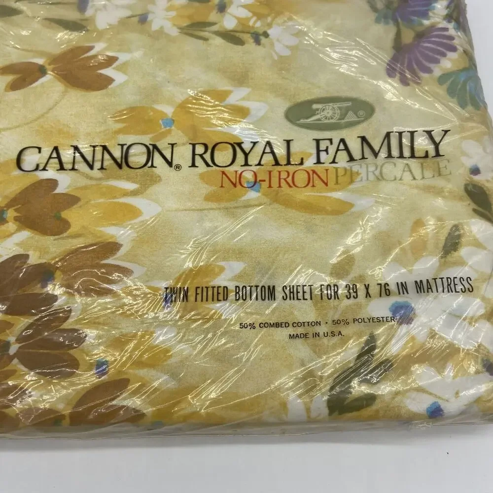 VTG Cannon Royal Family Percale Bottom Sheet 39x76 Shangri-La New Old Stock